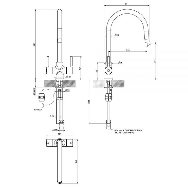 Clearwater Emporia Single Lever Brushed Nickel Monobloc Kitchen Sink Mixer Tap #2