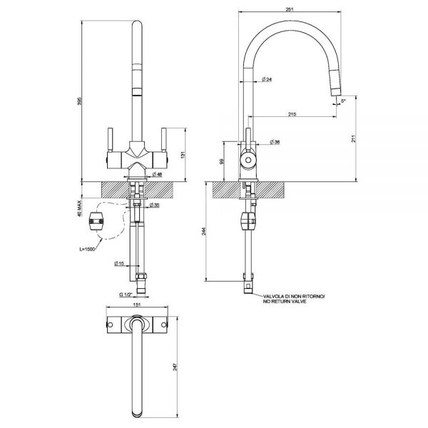 Clearwater Emporia Single Lever Chrome Monobloc Kitchen Sink Mixer Tap #2