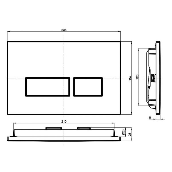 Abacus Trend 2S Brushed Stainless Steel Dual Flush Plate #2