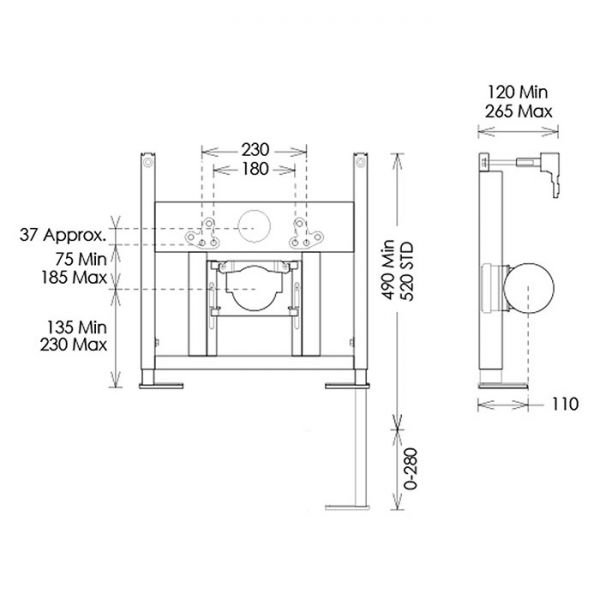 Abacus Low Height Pan Fixing Frame 520mm #2