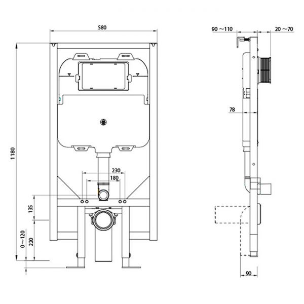 Abacus Wall Mounted Slimline WC Frame and Dual Flush Cistern 1180mm #2