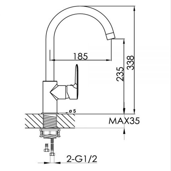 JTP Essence Chrome Swivel Kitchen Mixer Tap #2