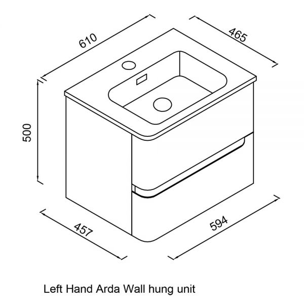 Eastbrook Arda 600 Grey Wall Hung Vanity Unit Left Hand #3
