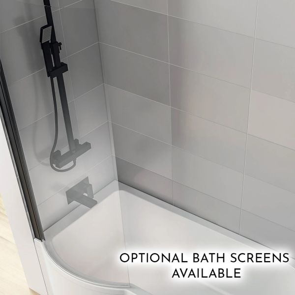 Eastbrook Beauforte Reinforced Portland P Shaped 1600 x 850 Left Hand Shower Bath #4