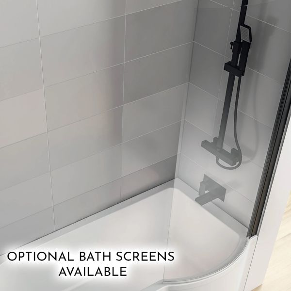 Eastbrook Shannon P Shaped 1700 x 850 Right Hand Shower Bath #3