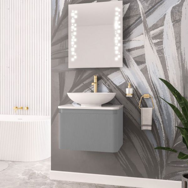 Eastbrook Belice 600 Grey Wall Hung Fluted Vanity Unit #2