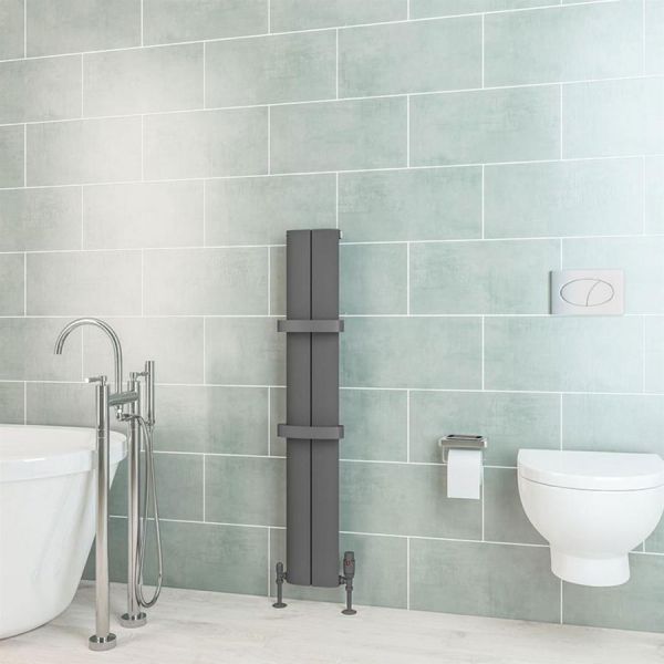 Eastbrook Berlini 1200 x 185 Matt Anthracite Aluminium Designer Radiator #2