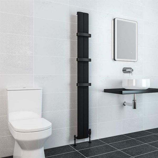 Eastbrook Berlini 1800 x 185 Matt Black Aluminium Designer Radiator #2