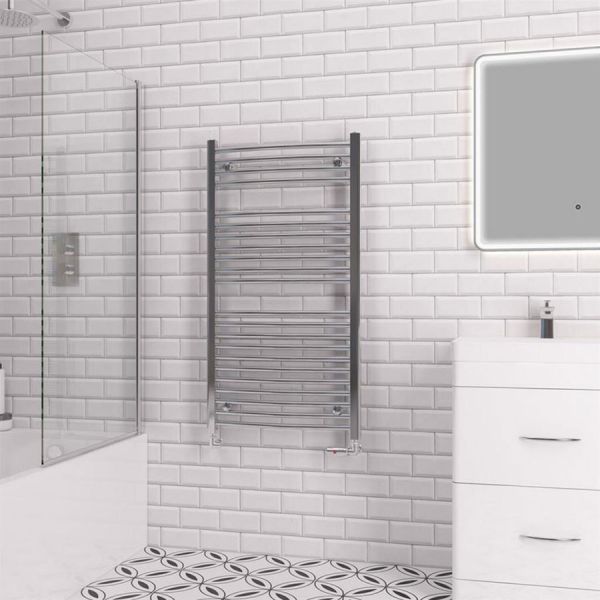 Eastbrook Biava 1118 x 600 Curved Chrome Towel Rail #2