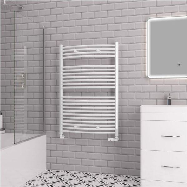 Eastbrook Biava 1118 x 750 Curved White Towel Rail #2