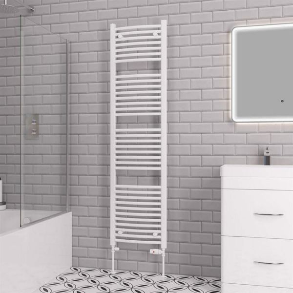 Eastbrook Biava 1720 x 450 Curved White Towel Rail #2