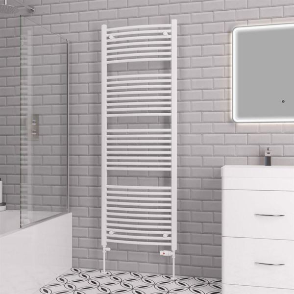 Eastbrook Biava 1720 x 600 Curved White Towel Rail #2