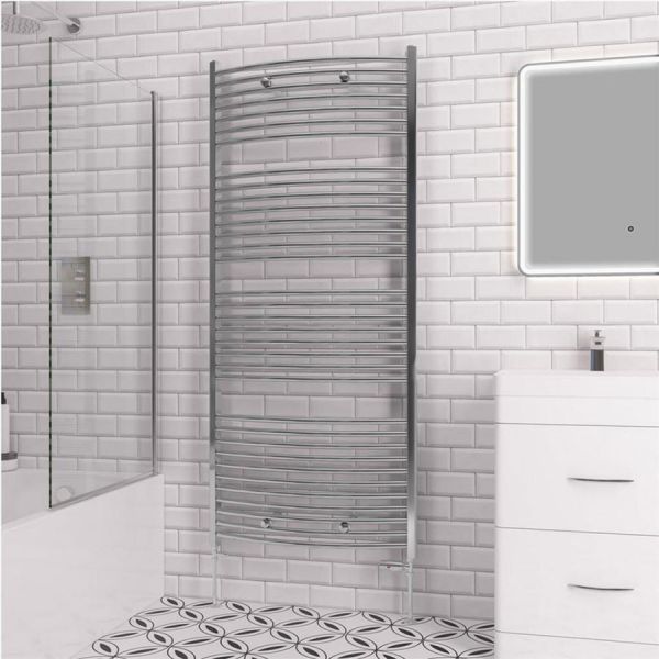Eastbrook Biava 1720 x 750 Curved Chrome Towel Rail #2