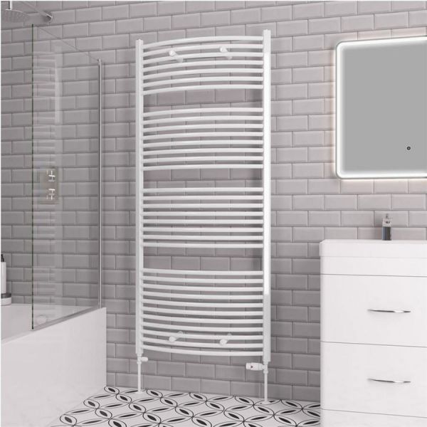 Eastbrook Biava 1720 x 750 Curved White Towel Rail #2