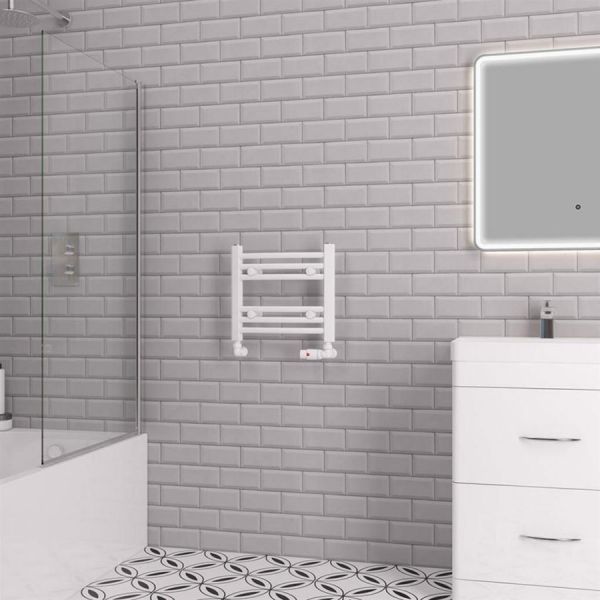 Eastbrook Biava 360 x 400 Curved White Towel Rail #2
