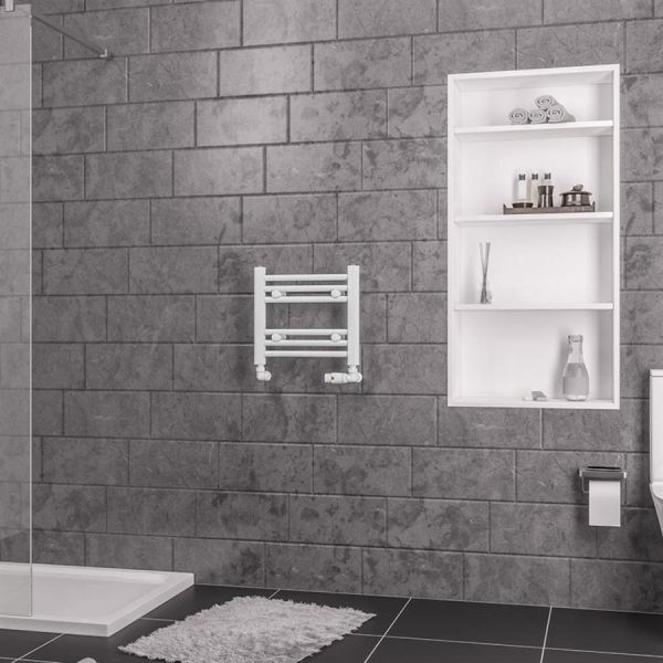 Eastbrook Biava 360 x 400 Straight White Towel Rail #2
