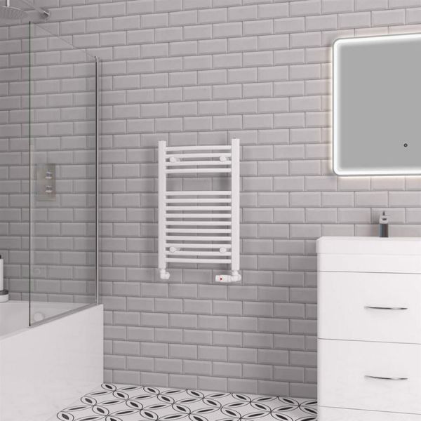 Eastbrook Biava 688 x 450 Curved White Towel Rail #2