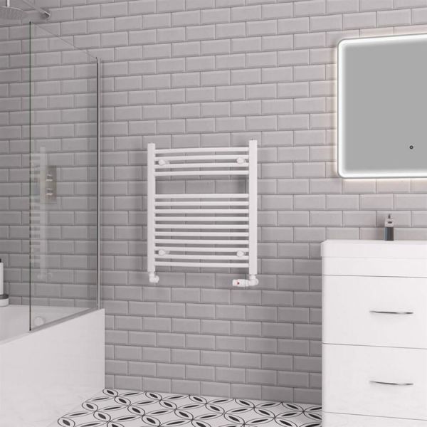 Eastbrook Biava 688 x 600 Curved White Towel Rail #2