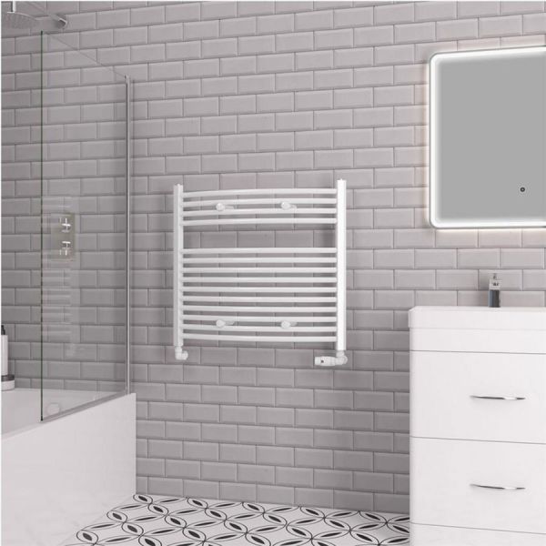 Eastbrook Biava 688 x 750 Curved White Towel Rail #2