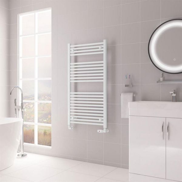 Eastbrook Biava Hidden Vent 1118 x 600 Straight Gloss White Towel Rail #2