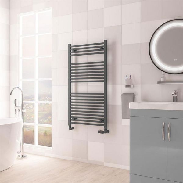 Eastbrook Biava Hidden Vent 1118 x 600 Straight Matt Anthracite Towel Rail #2