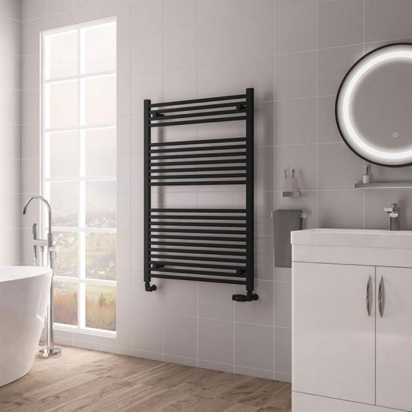 Eastbrook Biava Hidden Vent 1118 x 750 Straight Matt Black Towel Rail #2