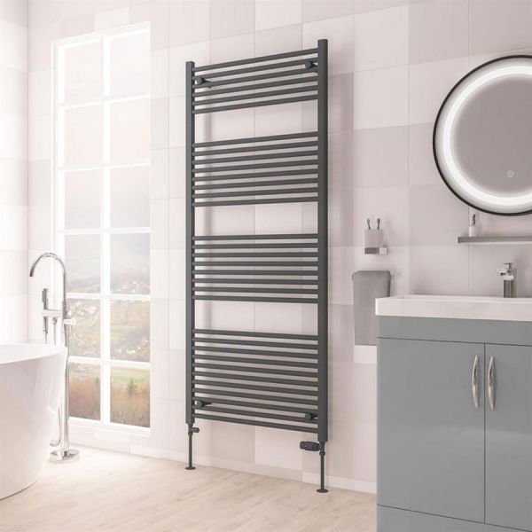 Eastbrook Biava Hidden Vent 1720 x 750 Straight Matt Anthracite Towel Rail #2