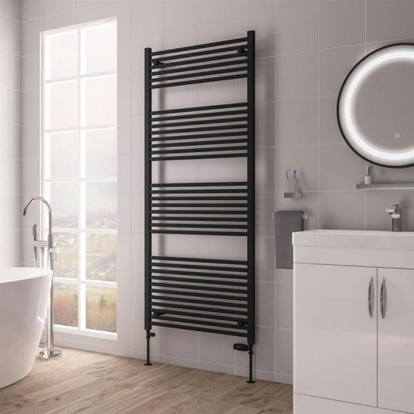 Eastbrook Biava Hidden Vent 1720 x 750 Straight Matt Black Towel Rail #2