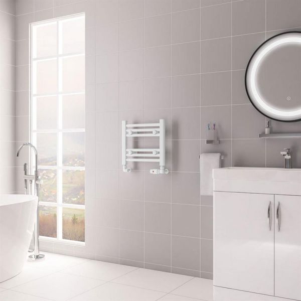 Eastbrook Biava Hidden Vent 360 x 400 Straight Gloss White Towel Rail #2