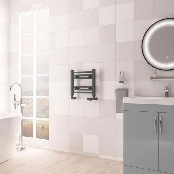 Eastbrook Biava Hidden Vent 360 x 400 Straight Matt Anthracite Towel Rail #2