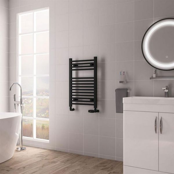 Eastbrook Biava Hidden Vent 688 x 450 Straight Matt Black Towel Rail #2