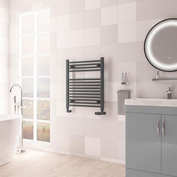Eastbrook Biava Hidden Vent 688 x 600 Straight Matt Anthracite Towel Rail #2