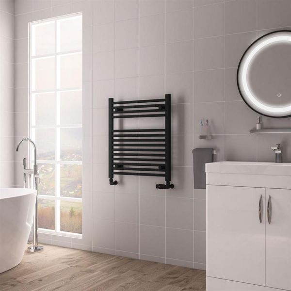 Eastbrook Biava Hidden Vent 688 x 600 Straight Matt Black Towel Rail #2