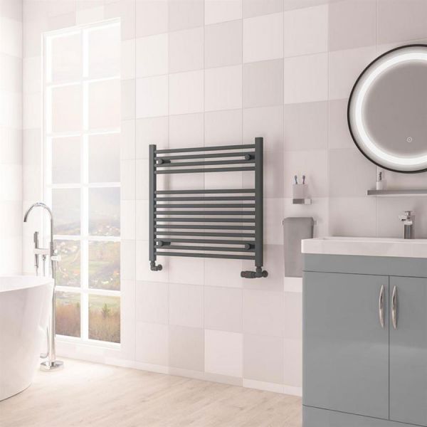 Eastbrook Biava Hidden Vent 688 x 750 Straight Matt Anthracite Towel Rail #2