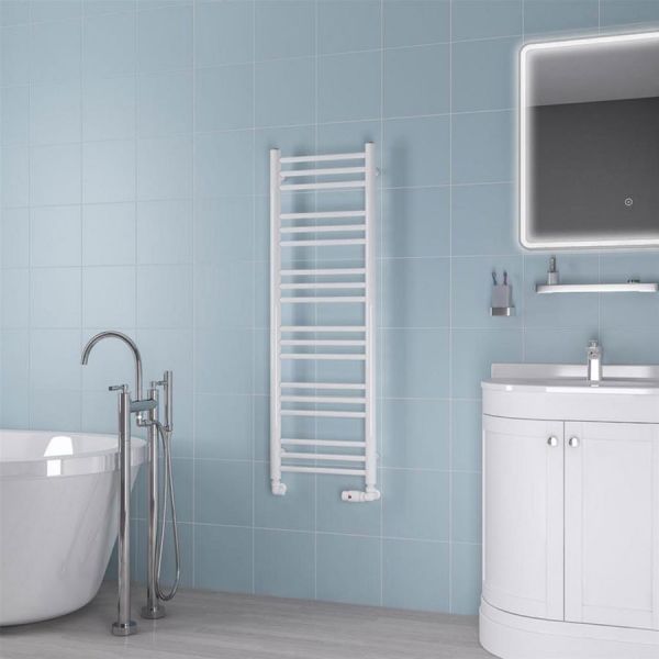 Eastbrook Biava 1200 x 400 Round WHITE Towel Rail #2