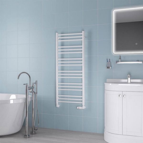 Eastbrook Biava 1200 x 500 Round WHITE Towel Rail #2