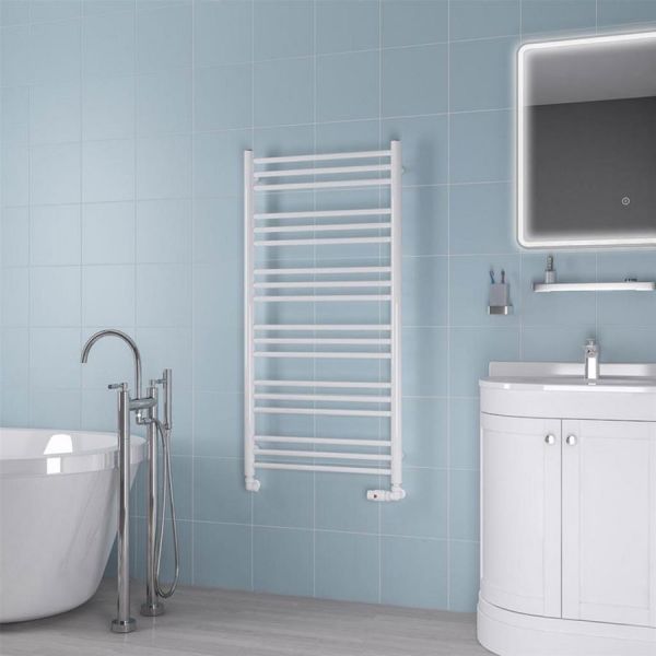 Eastbrook Biava 1200 x 600 Round WHITE Towel Rail #2