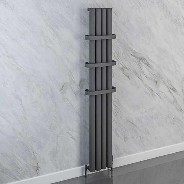 Eastbrook Burford 1800 x 415 Vertical Matt Anthracite Designer Aluminium Radiator #2