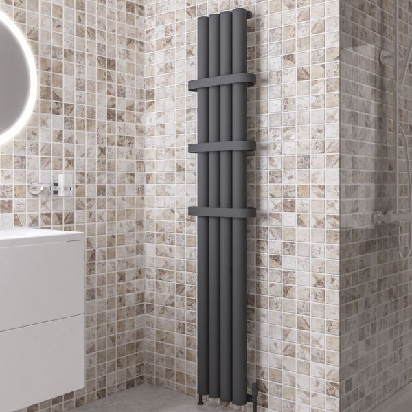 Eastbrook Burford 1800 x 415 Vertical Matt Anthracite Designer Aluminium Radiator #3