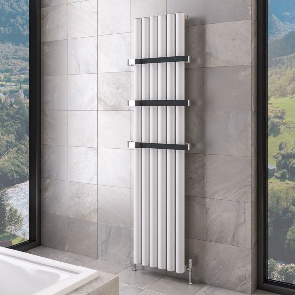 Eastbrook Burford 1800 x 415 Vertical Matt White Designer Aluminium Radiator #3