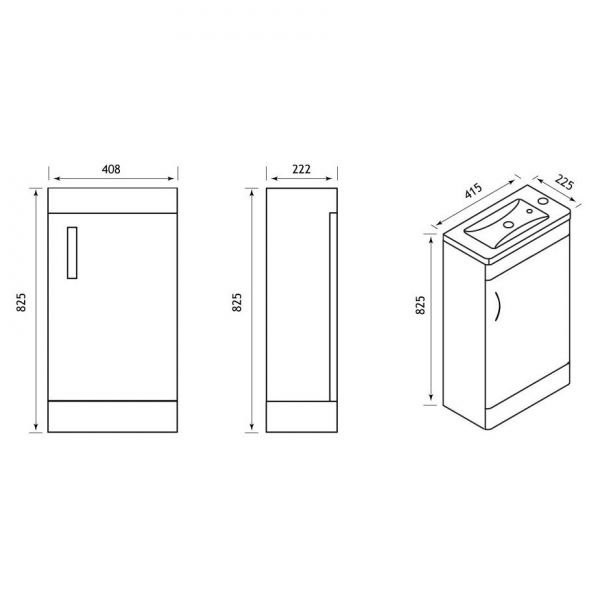 Eastbrook Cavone Cloakroom 400 Grey Floor Standing Vanity Unit #3