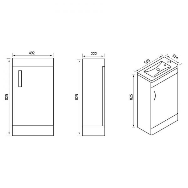 Eastbrook Cavone Cloakroom 500 White Floor Standing Vanity Unit #3