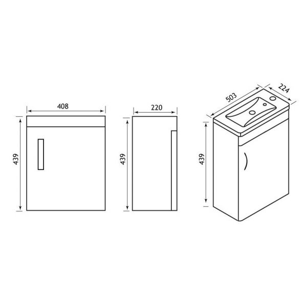 Eastbrook Cavone Cloakroom 500 White Wall Hung Vanity Unit #2