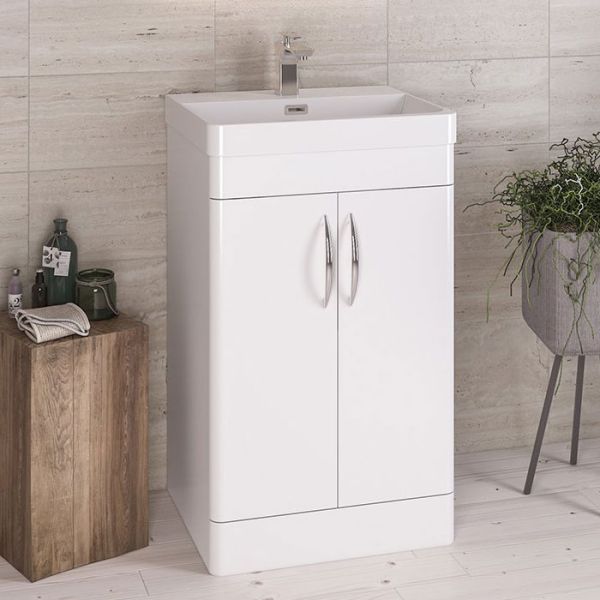 Eastbrook Cavone 500 White Floor Standing 2 Door Vanity Unit