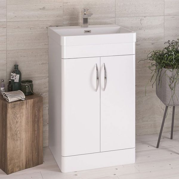Eastbrook Cavone 600 White Floor Standing 2 Door Vanity Unit