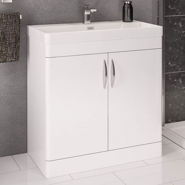 Eastbrook Cavone 800 White Floor Standing 2 Door Vanity Unit