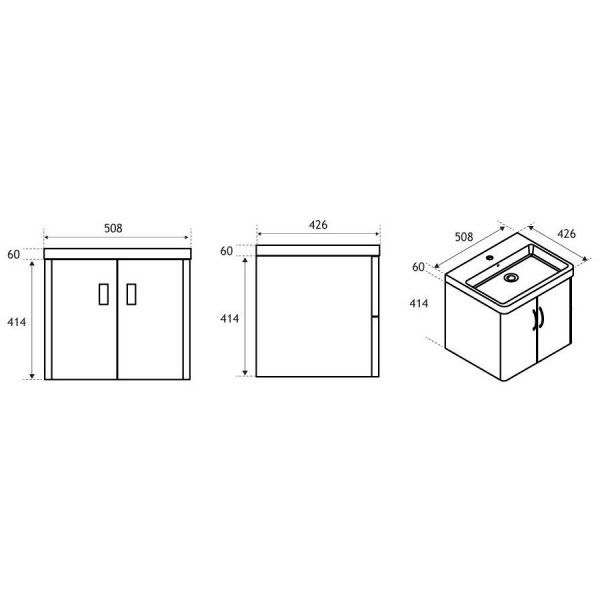 Eastbrook Cavone 500 Grey Wall Hung 2 Door Vanity Unit #2