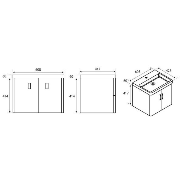 Eastbrook Cavone 600 White Wall Hung 2 Door Vanity Unit #2