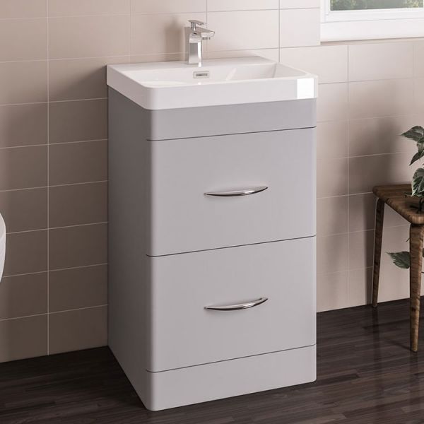 Eastbrook Cavone 500 Grey Floor Standing 2 Drawer Vanity Unit