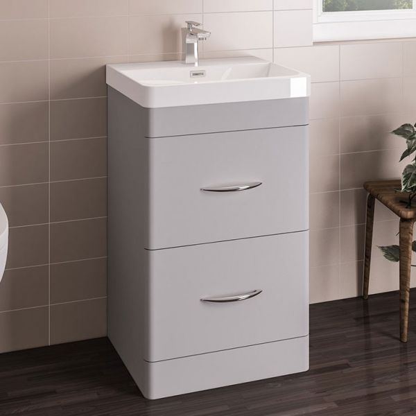 Eastbrook Cavone 600 Grey Floor Standing 2 Drawer Vanity Unit